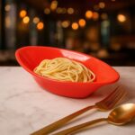 Plastic Marin Serving Bowl – Elegant Oval Deep Bowl (1 Pc / Red) - Closeup Embroidery by Nari Haat, Indian ethnic w...