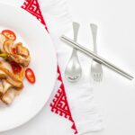 Picnic Dinner Spoon Fork Chopsticks Cutlery Set High Quality Tableware 4 Pc 1 Set - Closeup Embroidery by Nari Haat, ...