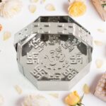 Traditional Stainless Steel Octagon Pooja Basket 1 Pc with Handle - Closeup Embroidery by Nari Haat, Indian ethnic we...