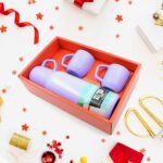 Vacuum Flask Set – Stainless Steel Thermos with 3 Cups, Approx 500ml - Closeup Embroidery by Nari Haat, Indian ethn...