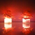 Rose Flower Shaped LED Flickering Tealight Candles (2 Pc) - Neckline Detail by Nari Haat, Indian ethnic wear, women c...