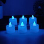 Blue LED Tea Light Candles (6 Pc) - Fabric Detail by Nari Haat, Indian ethnic wear, women clothing, designer suit