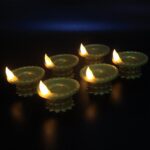 Set of 12 Water Sensor LED Golden Diyas - Back View by Nari Haat, Indian ethnic wear, women clothing, designer suit