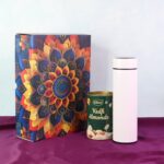 Effete Kulfi Almonds Gift Hamper, Golden With Bottle (2 Pc Set), Mix Color - Sleeve Design by Nari Haat, Indian ethni...