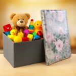 Premium Foldable Storage Box with Floral Lid (1 Pc) - Closeup Embroidery by Nari Haat, Indian ethnic wear, women clot...