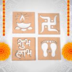 Wooden Decorative Cutouts (Mix Design / 4 Pc) - Closeup Embroidery by Nari Haat, Indian ethnic wear, women clothing, ...