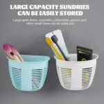 Hanging Plastic Storage Basket, Adhesive Wall Mounted Organizer Box Make Up Holder Shelf Bathroom Wall Basket Punch F...