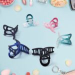Plastic Hair Clamp Grip, Simple Matte Hair Barrette Clamp (12 Pc /  Mix Design) - Back View by Nari Haat, Indian ethn...
