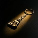 Premium Spiritual Hanuman Ji Sitting Pose Metal Keychain (1 Pc) - Neckline Detail by Nari Haat, Indian ethnic wear, w...