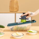 Multifunctional Vegetable Slicer Cutter – Onion & Potato Slicer with 6 Blades & Peeler - Neckline Detail by Nari Ha...