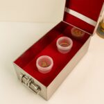 Premium Stainless Steel Velvet Lined Jewellery Storage Box with Lock and Red Interior - Fabric Detail by Nari Haat, I...