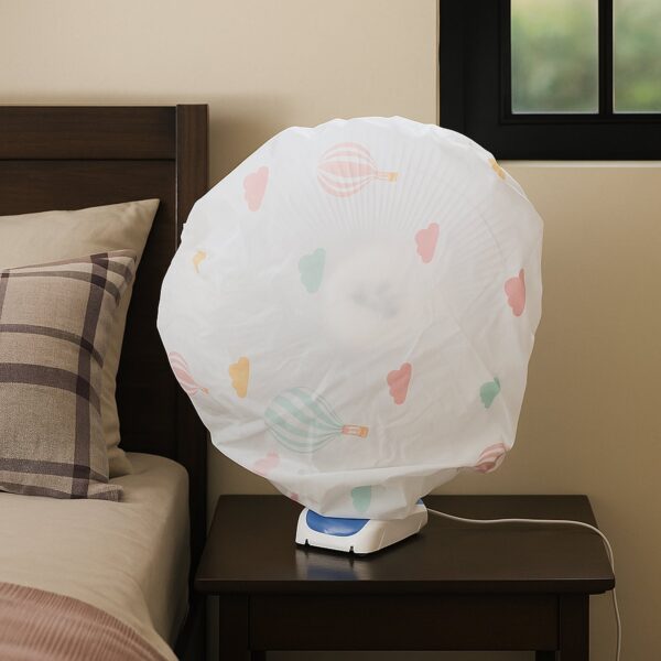 Protective Dust Cover for Table Fan (45 cm, 1 Pc) - Front View by Nari Haat, Indian ethnic wear, women clothing, desi...