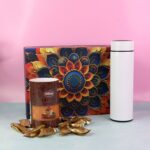 Effete Coffee Almonds Gift Hamper, Golden With Bottle (2 Pc Set), Mix Color - Back View by Nari Haat, Indian ethnic w...