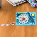 Mini Alarm Clock Keychain – 1PC Portable Quartz Analog Clock Key Ring - Neckline Detail by Nari Haat, Indian ethnic...
