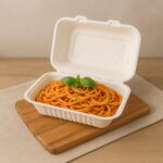 FresheeClamshell Takeaway Compostable Bagasse Food Box 9x6x3 Inch – 10 Pcs Pack - Neckline Detail by Nari Haat, Ind...
