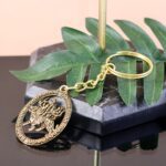 Premium Golden Metal Durga Maa Keychain (1 Pc) - Closeup Embroidery by Nari Haat, Indian ethnic wear, women clothing,...