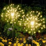 Solar Powered Warm White Starburst Firework Garden Light Set (2 Pc / 120 LED) - Fabric Detail by Nari Haat, Indian et...