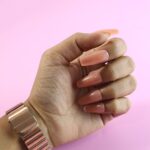 Elegant Nude Glossy Artificial Nail Tips fake nails (24 Pc Set) - Neckline Detail by Nari Haat, Indian ethnic wear, w...