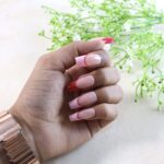 Elegant Nude Glossy Artificial Nail Tips fake nails (24 Pc Set) - Neckline Detail by Nari Haat, Indian ethnic wear, w...