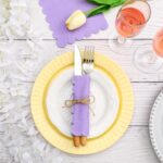 Lilac Scalloped Disposable Paper Napkin (23 x 23 cm / 120 Pc) - Fabric Detail by Nari Haat, Indian ethnic wear, women...