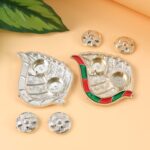 Leaf-Shaped Decorative Pooja Thali - (1 Pc) - Back View by Nari Haat, Indian ethnic wear, women clothing, designer suit