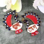Decorative Peacock Design Shubh Labh Wall Hanging (2 Pc) - Front View by Nari Haat, Indian ethnic wear, women clothin...