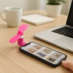 Mini Mobile Phone Cooling Fan - (1 Pc) - Fabric Detail by Nari Haat, Indian ethnic wear, women clothing, designer suit