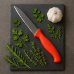 Stainless Steel Serrated Kitchen Knife (1 Pc) - Back View by Nari Haat, Indian ethnic wear, women clothing, designer ...