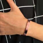Elegant Rose Gold-Plated Open Cuff Bracelet Kada (1 Pc) - Neckline Detail by Nari Haat, Indian ethnic wear, women clo...