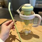 Approx 1300ML Large Capacity Cute Ice Cream Themed Water Bottle with Handle, Straw - Back View by Nari Haat, Indian e...