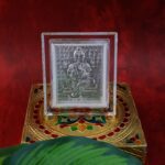 Embossed Silver-Plated Lord Ganesha Photo Frame  (1 Pc) - Neckline Detail by Nari Haat, Indian ethnic wear, women clo...
