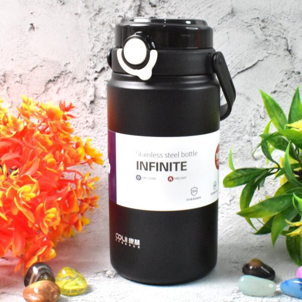 Stainless Steel Vacuum Water Bottle (1000 ML) - Front View by Nari Haat, Indian ethnic wear, women clothing, designer...