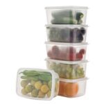 6 Pcs Multipurpose Plastic Food Storage Container Set - Sleeve Design by Nari Haat, Indian ethnic wear, women clothin...