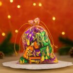 Decorative Gift Potli with 10 Premium Chocolates – Reusable Festive Return Gift Hamper - Closeup Embroidery by Nari...