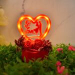 Romantic Heart-Shaped Love Couple Decorative Showpiece with Rose Base (1 Pc) - Back View by Nari Haat, Indian ethnic ...