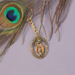 Metal Traditional Decorative Lord Krishna Keychain (1 Pc) - Closeup Embroidery by Nari Haat, Indian ethnic wear, wome...
