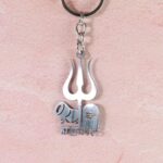Mahakal Trishul & Shivling Design Metal Keychain - (1 Pc) - Closeup Embroidery by Nari Haat, Indian ethnic wear, wome...