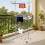 3-Tier Foldable Stainless Steel Cloth Drying Stand with Wheels - Neckline Detail by Nari Haat, Indian ethnic wear, wo...