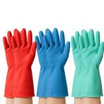 Long Cuff Multipurpose Rubber Cleaning Gloves (1 Pair, Mix Color) - Sleeve Design by Nari Haat, Indian ethnic wear, w...