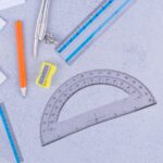 2 Pc Geometry Set – Built-in Pencil Grip & Transparent Plastic Protractor - Closeup Embroidery by Nari Haat, Indian...