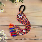 Traditional Multicolor Braided Hair Accessory Stylish Kodi String Bow (1 Pc) - Back View by Nari Haat, Indian ethnic ...
