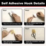 Plastic Adhesive Sticky Waterproof and Oil Proof, Wall Hook (5.5×3.5 Cm & 10 Pc) - Back View by Nari Haat, Indian et...