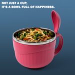 Apex Premium 700 ML Multipurpose Noodle Bowl with Handle, Lid and Fork - Back View by Nari Haat, Indian ethnic wear, ...