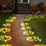 Solar-Powered Stainless Steel Garden Pathway Lights 31x4 cm (2 Pc) - Closeup Embroidery by Nari Haat, Indian ethnic w...