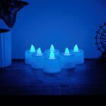 Blue LED Tea Light Candles (6 Pc) - Closeup Embroidery by Nari Haat, Indian ethnic wear, women clothing, designer suit
