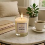 In'lief French Lavender Soy Blend Scented Candle in Glass Jar (50GM / 1 Pc) - Neckline Detail by Nari Haat, Indian et...