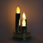 LED Flameless Candle Lamp with Triple Candle Design (1 Pc) - Closeup Embroidery by Nari Haat, Indian ethnic wear, wom...