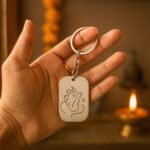 Auspicious Ganesh Cut-Out Metal Keychain - (1 Pc) - Closeup Embroidery by Nari Haat, Indian ethnic wear, women clothi...
