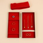 Premium Stainless Steel Velvet Lined Jewellery Storage Box with Lock and Red Interior - Closeup Embroidery by Nari Ha...