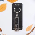 Premium Gujarati Text Metal Keychain (1 Pc) - Closeup Embroidery by Nari Haat, Indian ethnic wear, women clothing, de...